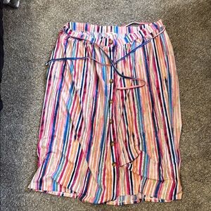 Terra & Sky A-Line Midi Skirt in Pink and Blue